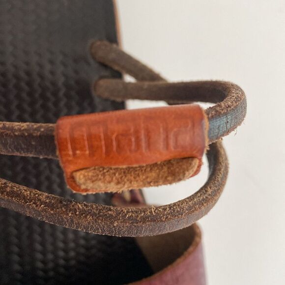 Mana Burgundy Leather Slip-On Straps Sandals sz 7.5 Cottage Boho - Picture 6 of 10